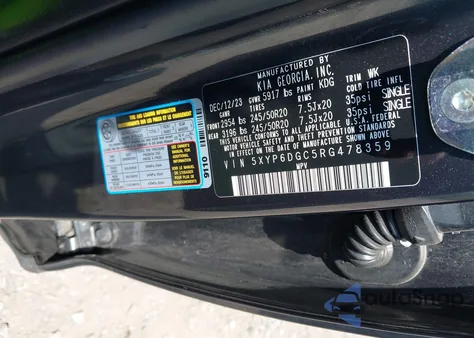 2024 Kia Telluride S из США, поврежденный, VIN 5XYP6DGC5RG478359